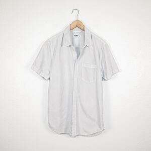 Buck Mason Men's XL Short Sleeve Button up Shirt Light Gray
